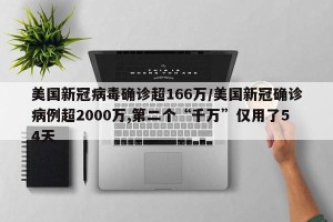 美国新冠病毒确诊超166万/美国新冠确诊病例超2000万,第二个“千万”仅用了54天